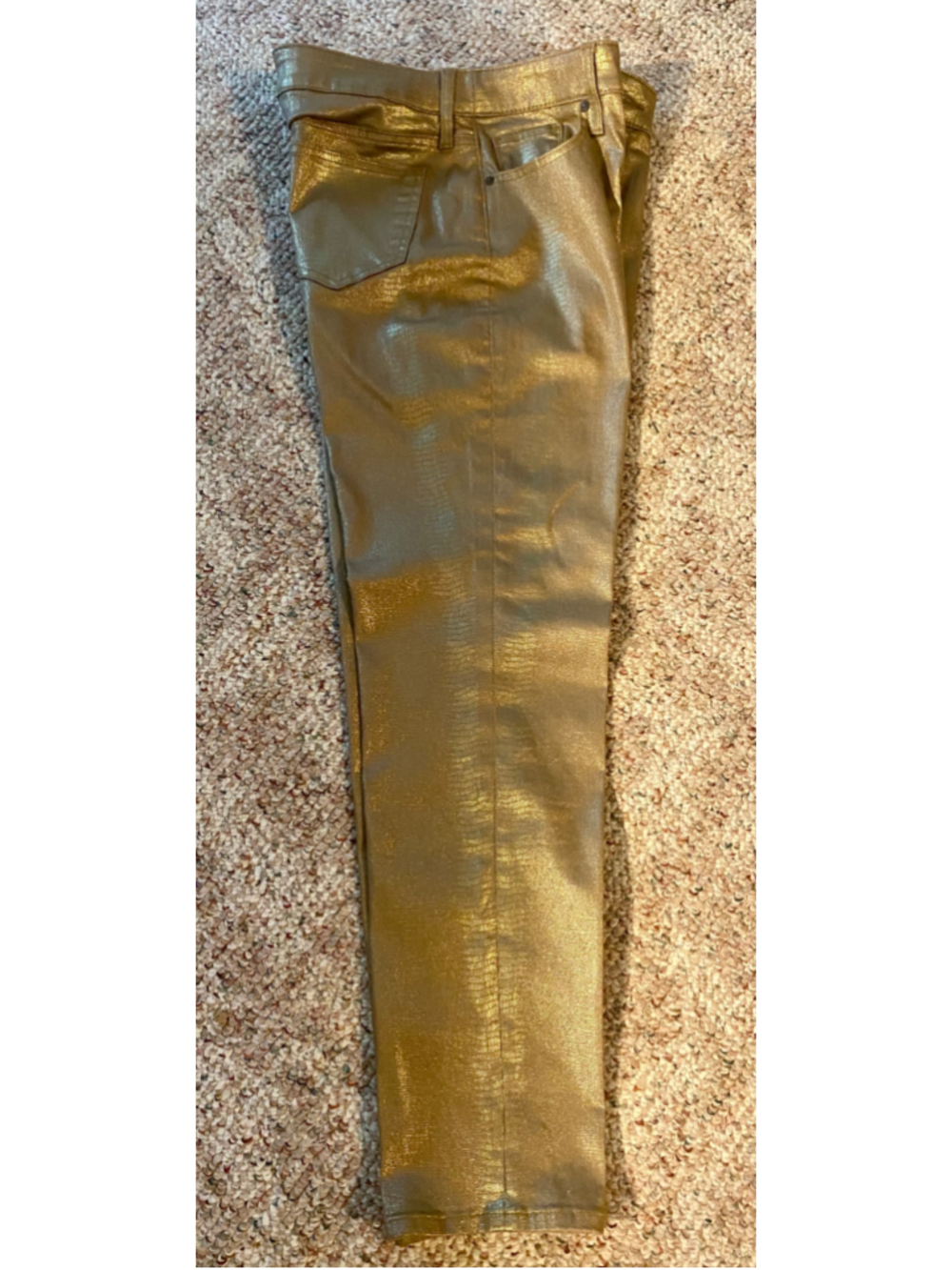 Jeans- Chico's So Slimming Girlfriend Ankle Gold Foil Alligator Size 1R US 8